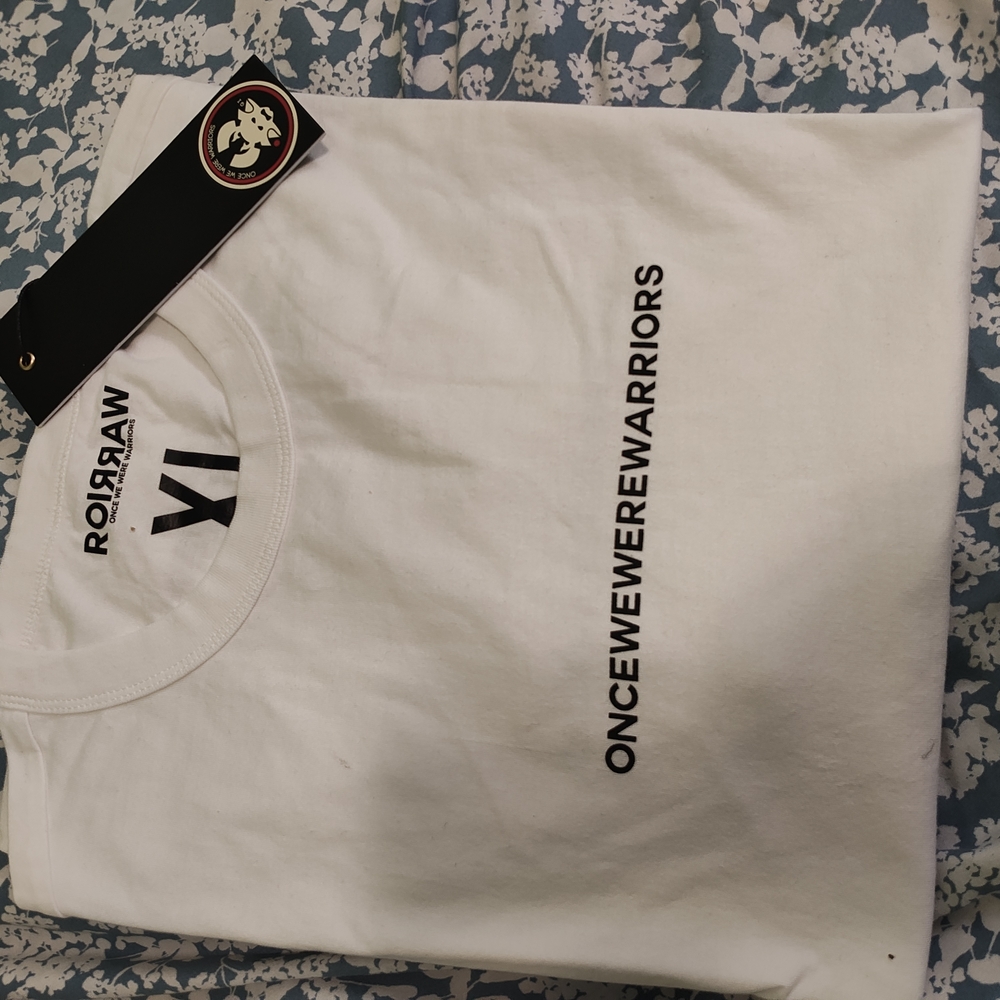 Once We Were Warriors White and Black Short Sleeve Tee